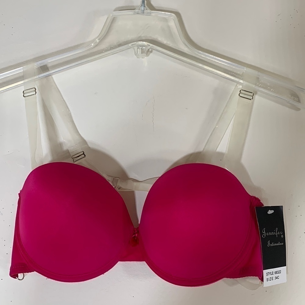 Jennifer Intimatea Sheer Plastic Strap Bra. 34C. NWT.
